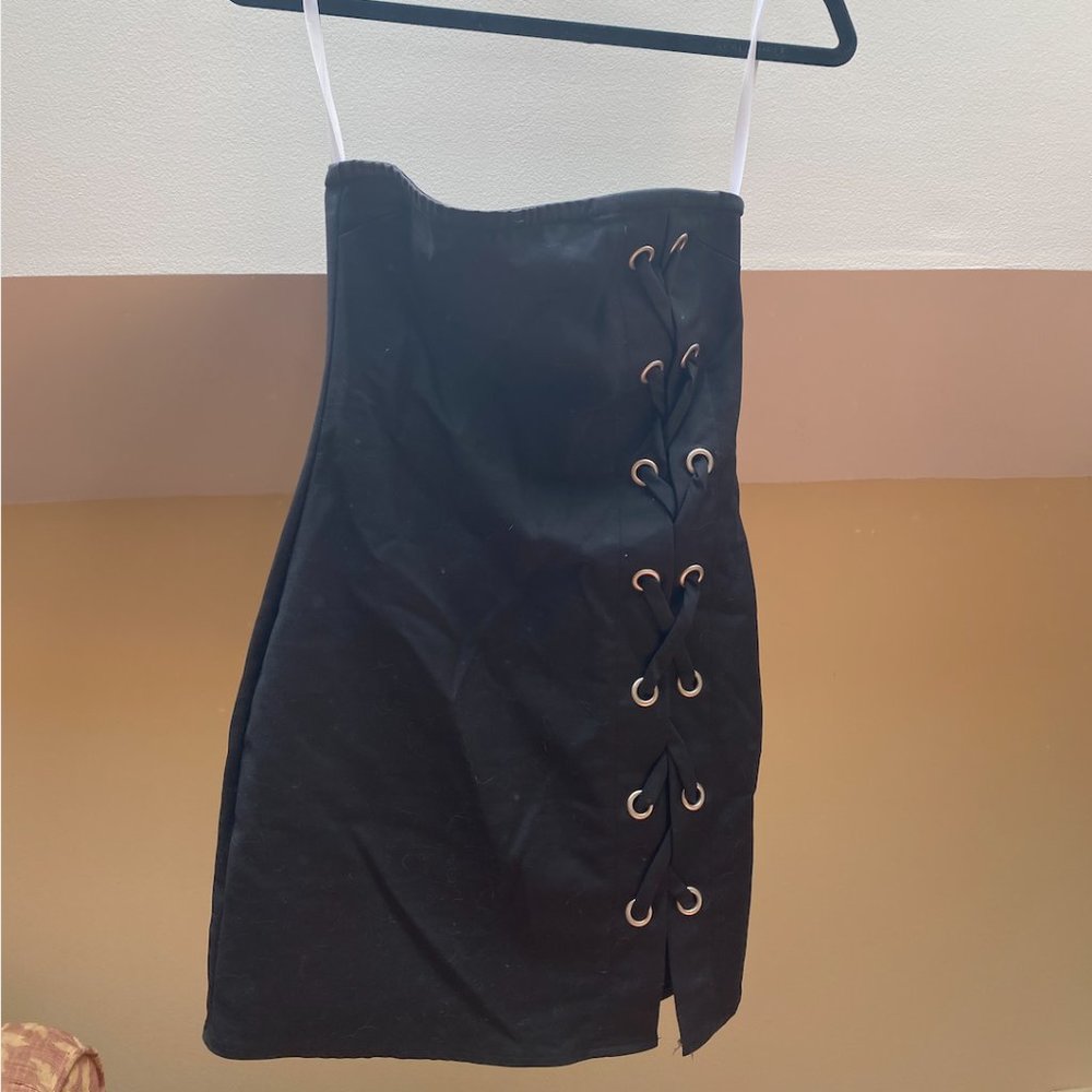 Black strapless lace up dress - by the way, xs